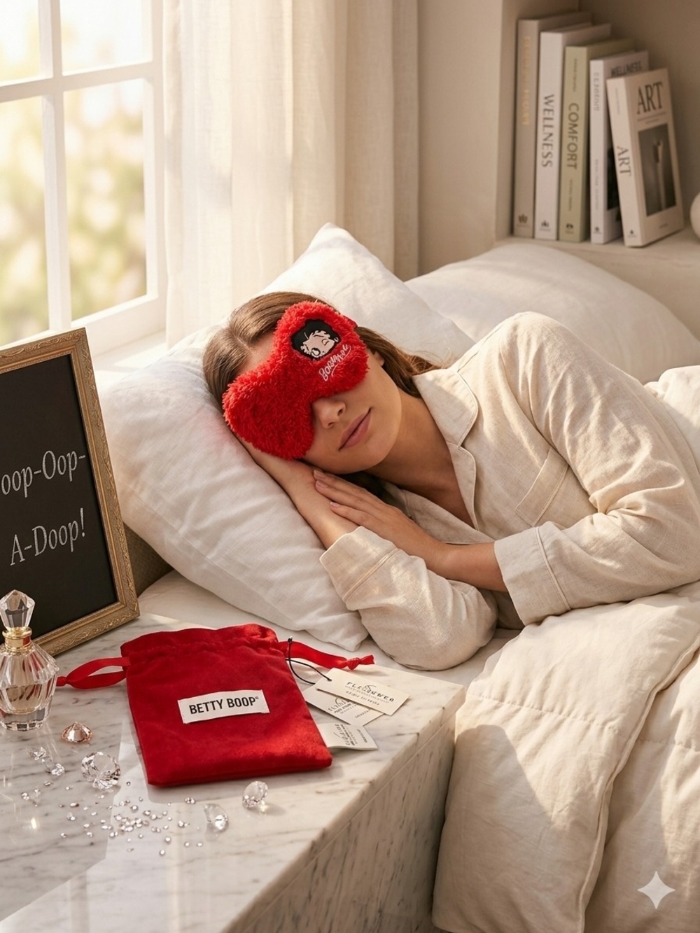 Betty Boop Plush Red Heart Sleep Mask Set